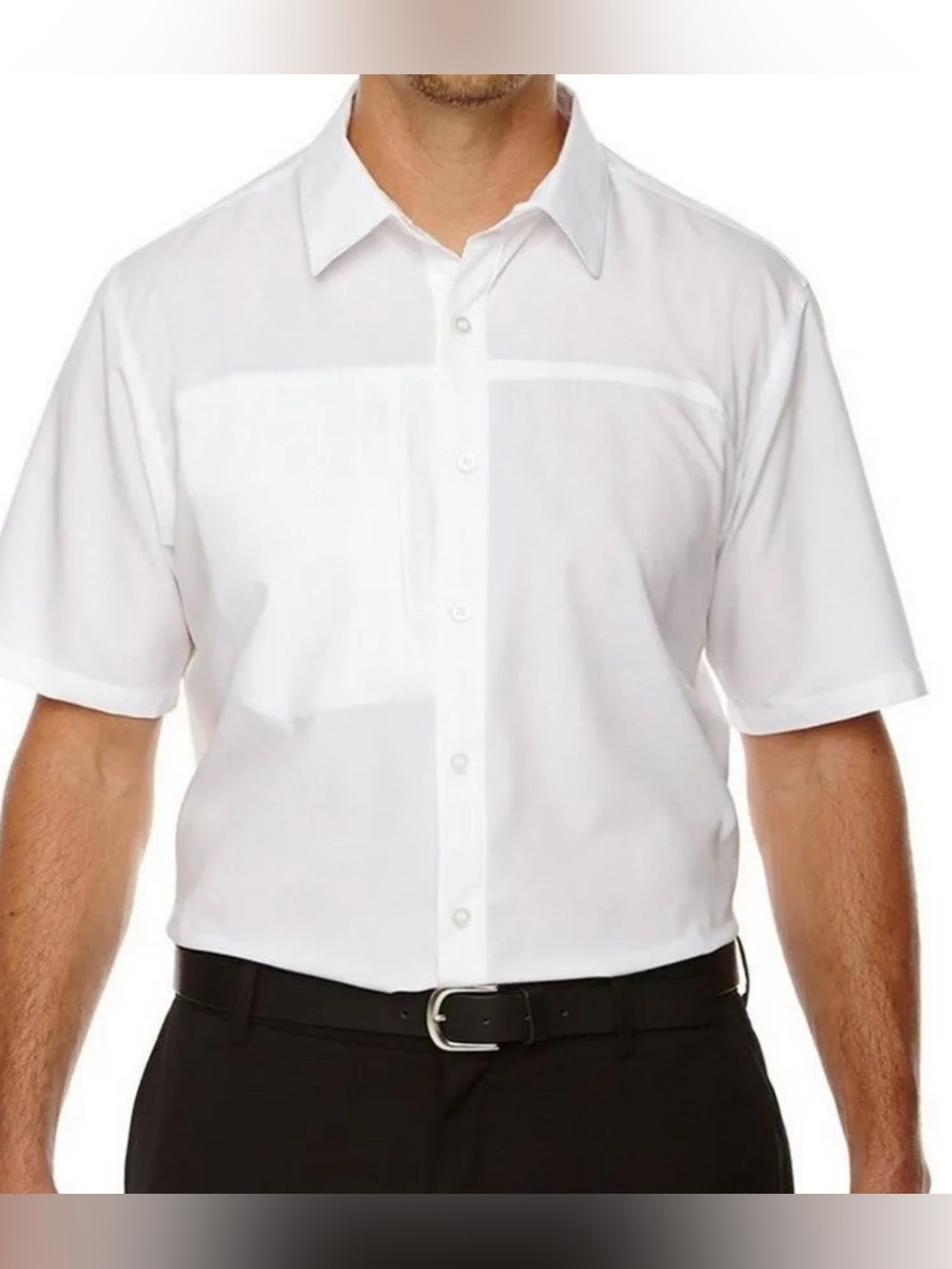 Men's Short-Sleeve White Button-Down Shirt